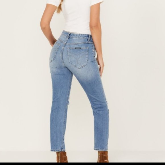 Rolla's Australia NWT Women's Medium Wash Mid Rise Miller Cropped Jeans 32/28 - Picture 2 of 16